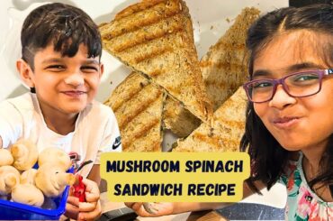 Health ALERT! Mushroom Spinach Sandwich recipe | Grilled chees garlic mushroom sandwich|Spinach corn