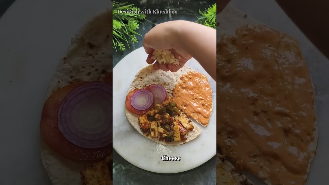 Chilli Paneer Roti Wrap | leftover recipe #shorts Chilli Paneer Roti Wrap | leftover recipe #shorts