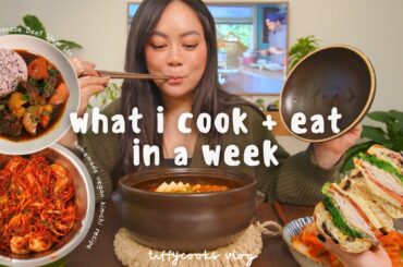 *realistic* what i eat in a week ft. healthy & easy recipes | vegan kimchi recipe, new year bingo