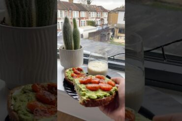 Quick breakfast!! #avocadotoast #bananamilkshake #youtubeshorts #food #recipe #quickrecipe #healthy