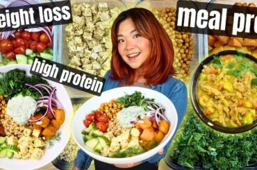 High Protein WEIGHT LOSS Vegan Meal Prep (Power Bowl, "Chicken" Noodle Soup & Tiramisu Chia Pudding)