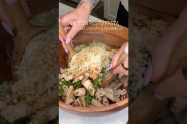 Protein Pesto Pasta With Grilled Chicken & Asparagus | Recipe Details in Description
