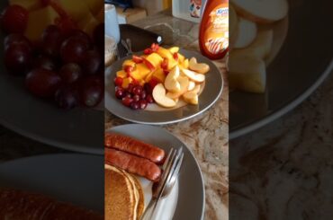 Monday Breakfast. #breakfast #fruits #healthy #tasty #pancakes #syrup #food #iftar #recipes