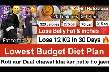 Lowest Budget Diet Plan to Lose Weight Fast | How to lose 12 KG without Gym | Lose belly fat at home