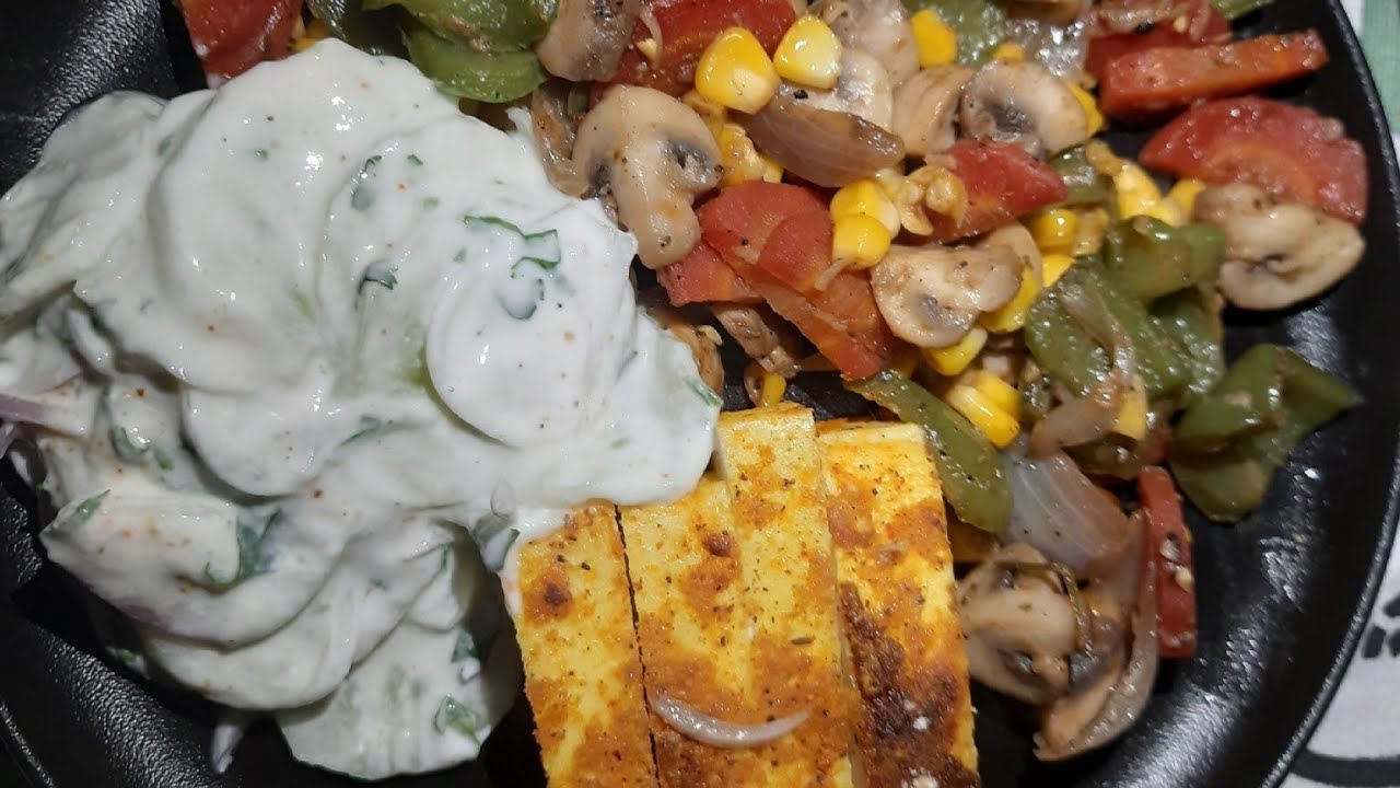 Stir-fried veggies with cucumber salad & grilled paneer || Healthy salad recipe || Quick salad plate Stir-fried veggies with cucumber salad & grilled paneer || Healthy salad recipe || Quick salad plate