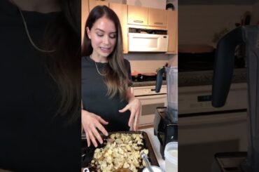 30 minute healthy dinner idea!  Creamy roasted cauliflower soup.