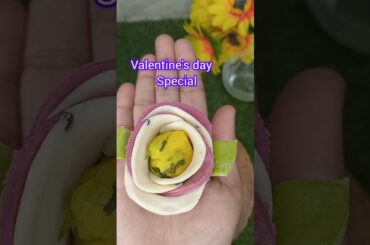 Evening snacks recipe | Valentine's day special Rose flower samosa folding ideas #shorts #snacks