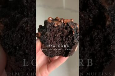 LOW CARB Triple Chocolate Protein Muffins #proteindessert #lowcarb #paleo #ketobread #keto #easy