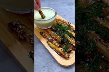 Crispy Baked Eggplant Fries - TheBEST Healthy Snack! #shorts #asmr #snacks #vegan