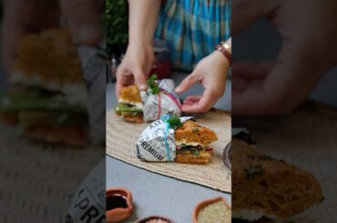 Grilled Veggie Sandwich on Herb-Tomato Focaccia #food