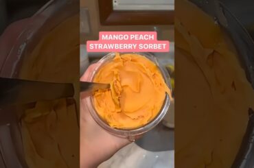 Mango Peach Strawberry Sorbet Recipe| Low Calorie & 3 Ingredients Only|Healthy Dessert Idea #shorts