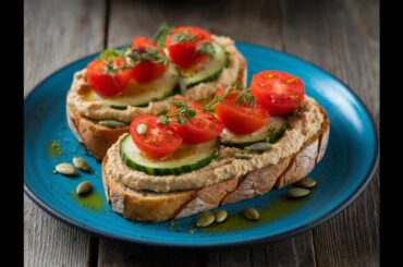 Savory Hummus Toast with Fresh Top - healthy vegetarian lunch ideas