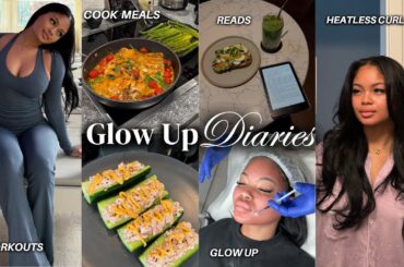 VLOG: Glow up, Cook Healthy Meals, New Hair, Current Reads, Overnight Heatless Curls, Try On Haul