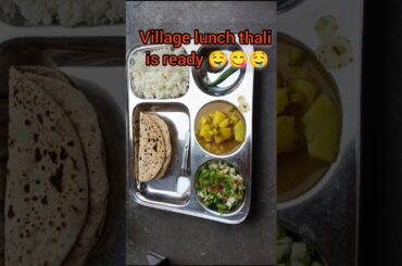 Village simple testy and healthy lunch thali #viral#shorts#trending #food#cooking #indianfood #thali
