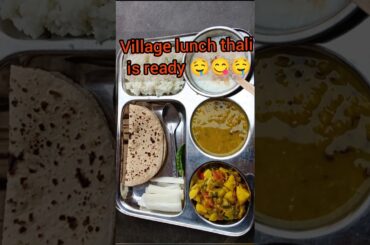 Village simple testy and healthy lunch thali #trending #shorts #viral#food#cooking #lunch #thali