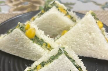 Spinach corn sandwich recipe..healthy breakfast recipe# lunchboxrecipe# cooking