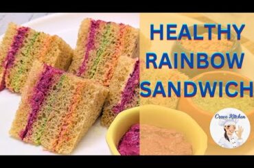 Healthy Rainbow Sandwich | No mayonnaise healthy colourful vegetable sandwich