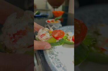 Cucumber bruschetta || healthy salad (no gas) || 2 minute recipe #salad #greensalad