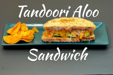 CHEESY CAFE STYLE TANDOORI ALOO SANDWICH | HEALTHY BAKED SANDWICH | 10 MIN BREAKFAST RECIPE