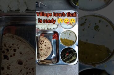 Village simple testy and healthy lunch thali #trending #shorts #viral#food #recipe #indianfood#thali