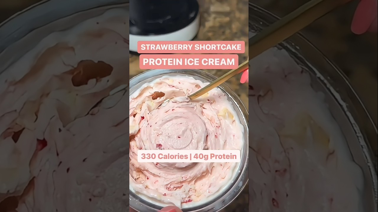 Strawberry Shortcake Protein Ice Cream | High-Protein, Low-Calorie Dessert #shorts #short Strawberry Shortcake Protein Ice Cream | High-Protein, Low-Calorie Dessert #shorts #short