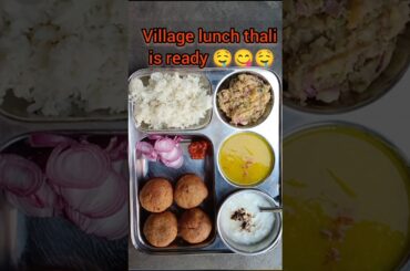 Village simple testy and healthy lunch thali #trending #shorts #viral#food#cook#chokha#lunch #litti