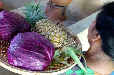 Red Cabbage Recipe | Butter Braised Red (Purple) Cabbage with Gravy Chicken | Healthy Village Dinner