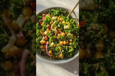 Tuscan kale quinoa salad. #kalesalad #quinoasalad #chickpeas #saladideas #salad #kale #saladrecipe