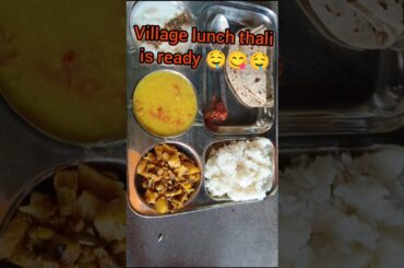 Village simple testy and healthy lunch thali #trending #shorts #viral#food #lunch #lunchthali