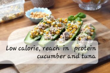 Very healthy,low calorie, rich in protein cucumber stuffed with tuna and sweetcorn