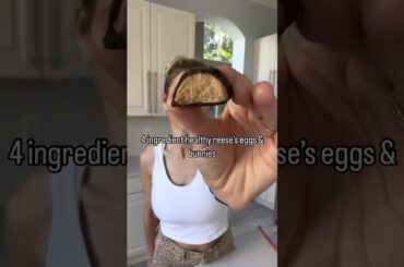 Healthy V/GF pb eggs&bunnies! 4 ingredients, recipe in description! #healthyrecipes #food #dessert