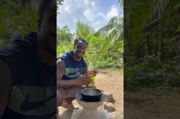 Outdoor Cooking Jamaica | Ham Sandwich #shortsfeed #outdoorcooking #shorts