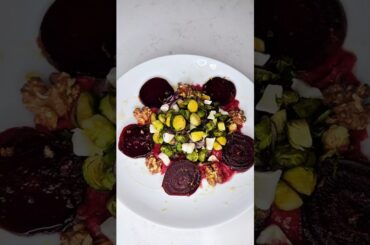 Roasted Brussels Sprouts & Beetroot Salad in 15 minutes, Healthy Recipe #saladrecipe#foodshorts