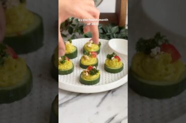 Healthy snacking idea that are vegetarian - cucumber avocado feta bites #shorts