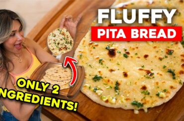 2 INGREDIENT PITA BREAD! Fluffy + Simple and Clean Recipe