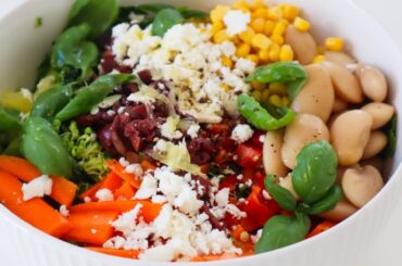 Beans Feta Spinach Salad | Healthy Lunch Recipe