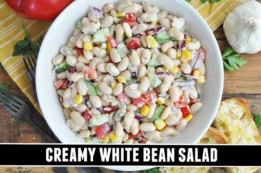 CREAMY White Bean Salad | Healthy and Refreshing 10 Minute Recipe