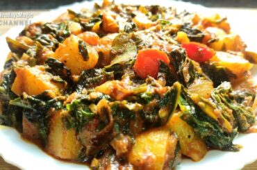 Aloo Palak Sabzi - Healthy Dinner Recipes Vegetarian South Indian - Unique Easy Indian Recipes
