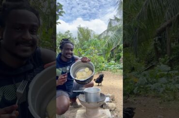 Outdoor Cooking Jamaica | Brown Stew Turkey Neck W/ Boiled Food #shortsfeed #outdoorcooking #food