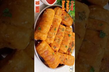 Crispy Potato Snacks Recipe|10Min Bread Aloo Nashta|Tasty Bread Potato Snacks #shorts #aloosnacks