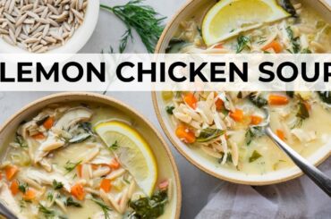 LEMON CHICKEN ORZO SOUP | light + healthy recipe