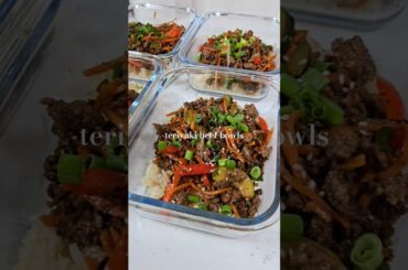 teriyaki beef bowls  #protein #mealprep #macros #healthyrecipes #dietitian #asmr #easydinner