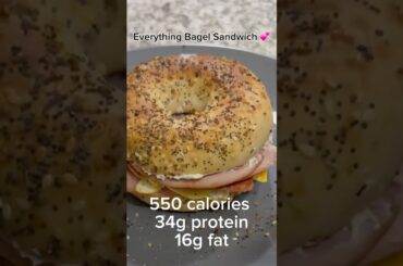 Bacon, Ham and Egg Everything Bagel Sandwich!