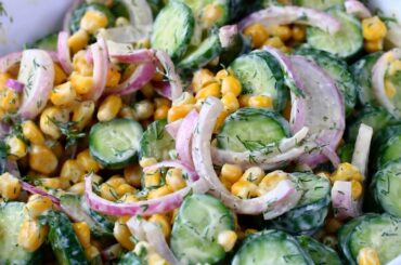 Healthy Cucumber & Corn Salad with Yogurt Dressing | Quick Summer Side Dish