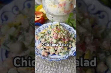 Chickpea Salad #salad #recipe #veggies #yogurt #healthy #nutrition #youtubeshorts #gymfoods