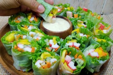 HEALTHY, EASY AND AFFORDABLE MANGO KANI ROLLS WITH DELICIOUS SAUCE RECIPE!