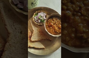 Breakfast today - healthy misal pav with multigrain bread and no sev and cold coffee #summerrecipes