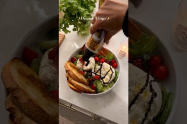 Dinner vlogs, cook with me burratta salad with fried sourdough bread #asmr #cookwithme #recipes
