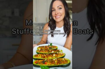 Weeknight dinner just got a Mediterranean makeover! #ZucchiniBoats #EasyDinnerIdeas #HealthyRecipes#