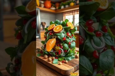 Funny Food Art: Spinach Pomegranate Salad #shorts